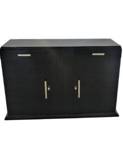 High Gloss Black Art Deco Commode - Chrome Handles, Art Deco Furniture, Art Deco Design, Piano Lacquer Finish, Original 1930s Item