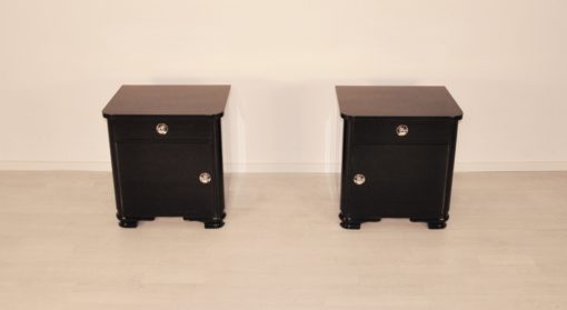 High Gloss Black Art Deco Nighstands 1920s, Art Deco Furniture, luxury furniture, interior design, high gloss nightstands, 1920s france