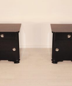 High Gloss Black Art Deco Nighstands 1920s, Art Deco Furniture, luxury furniture, interior design, high gloss nightstands, 1920s france