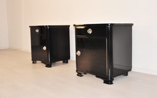 High Gloss Black Art Deco Nighstands 1920s, Art Deco Furniture, luxury furniture, interior design, high gloss nightstands, 1920s france