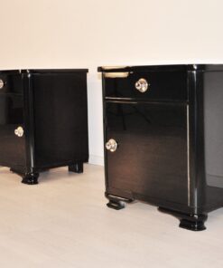 High Gloss Black Art Deco Nighstands 1920s, Art Deco Furniture, luxury furniture, interior design, high gloss nightstands, 1920s france