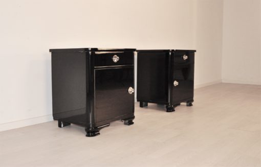 High Gloss Black Art Deco Nighstands 1920s, Art Deco Furniture, luxury furniture, interior design, high gloss nightstands, 1920s france