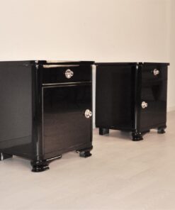 High Gloss Black Art Deco Nighstands 1920s, Art Deco Furniture, luxury furniture, interior design, high gloss nightstands, 1920s france