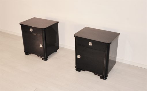 High Gloss Black Art Deco Nighstands 1920s, Art Deco Furniture, luxury furniture, interior design, high gloss nightstands, 1920s france