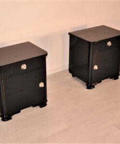 High Gloss Black Art Deco Nighstands 1920s, Art Deco Furniture, luxury furniture, interior design, high gloss nightstands, 1920s france