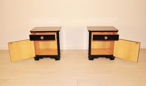 High Gloss Black Art Deco Nighstands 1920s, Art Deco Furniture, luxury furniture, interior design, high gloss nightstands, 1920s france