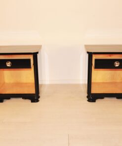 High Gloss Black Art Deco Nighstands 1920s, Art Deco Furniture, luxury furniture, interior design, high gloss nightstands, 1920s france