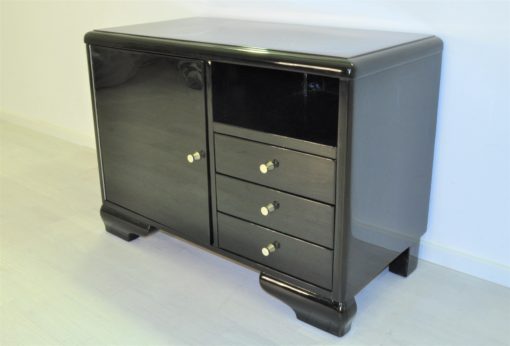 High Gloss Black Art Deco Commode Large Door, Art Deco Furniture, High Gloss Commode, Antique Furniture, Restoration, Luxury Furniture