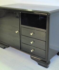 High Gloss Black Art Deco Commode Large Door, Art Deco Furniture, High Gloss Commode, Antique Furniture, Restoration, Luxury Furniture