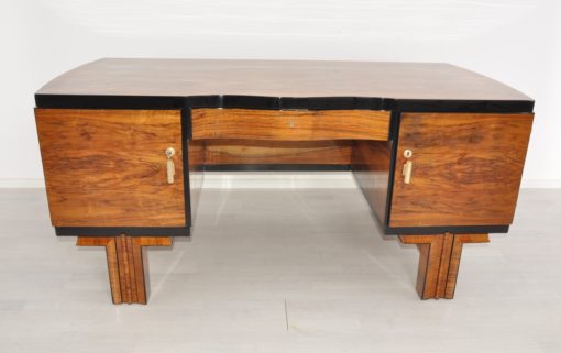 1920s Art Deco Walnut Wood Desk from France, Luxury antiques, Art Deco furniture, restoration, high gloss desks, walnut wood furniture, interior design