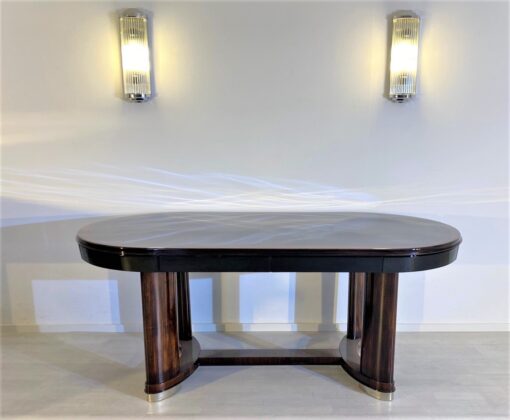 Oval Art Deco Dining Table Macassar Wood, Luxury Dining Table, Interior Design, Art Deco Table, High Gloss Dining Table, Antique Dining Table