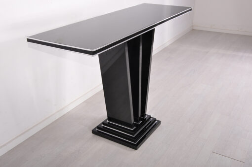 Handmade Black Console, Art Deco, Solid Walnut Wood