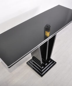 Handmade Black Console, Art Deco, Solid Walnut Wood