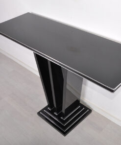 Handmade Black Console, Art Deco, Solid Walnut Wood