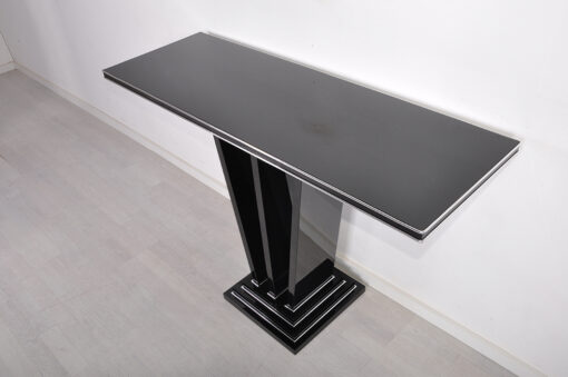 Handmade Black Console, Art Deco, Solid Walnut Wood