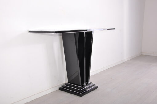 Handmade Black Console, Art Deco, Solid Walnut Wood