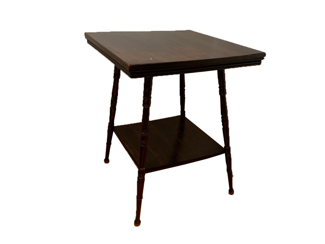 Wood Side Table, Dark Brown - Original Antique Furniture